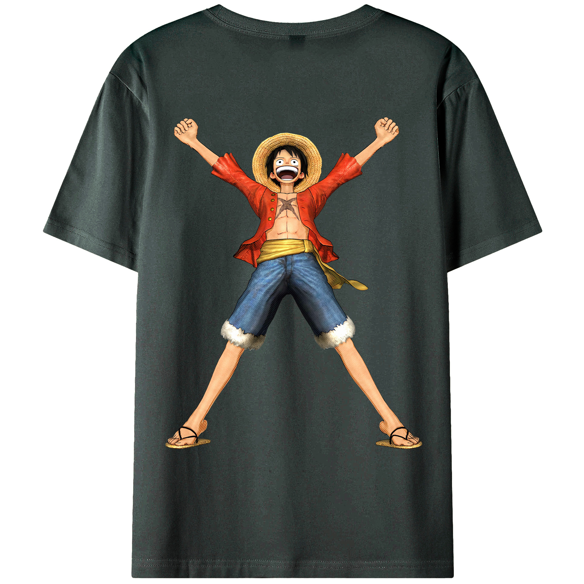 ワンピース モンキー・D・ルフィ ONE PIECE Monkey D. Luffy 綿100％ メンズ半袖Tシャツ（バックプリント） 通気性